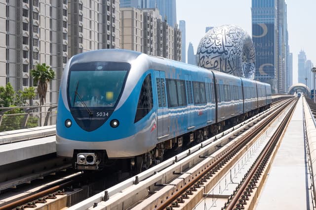 A Dubai Metro train at World Trade Centre station